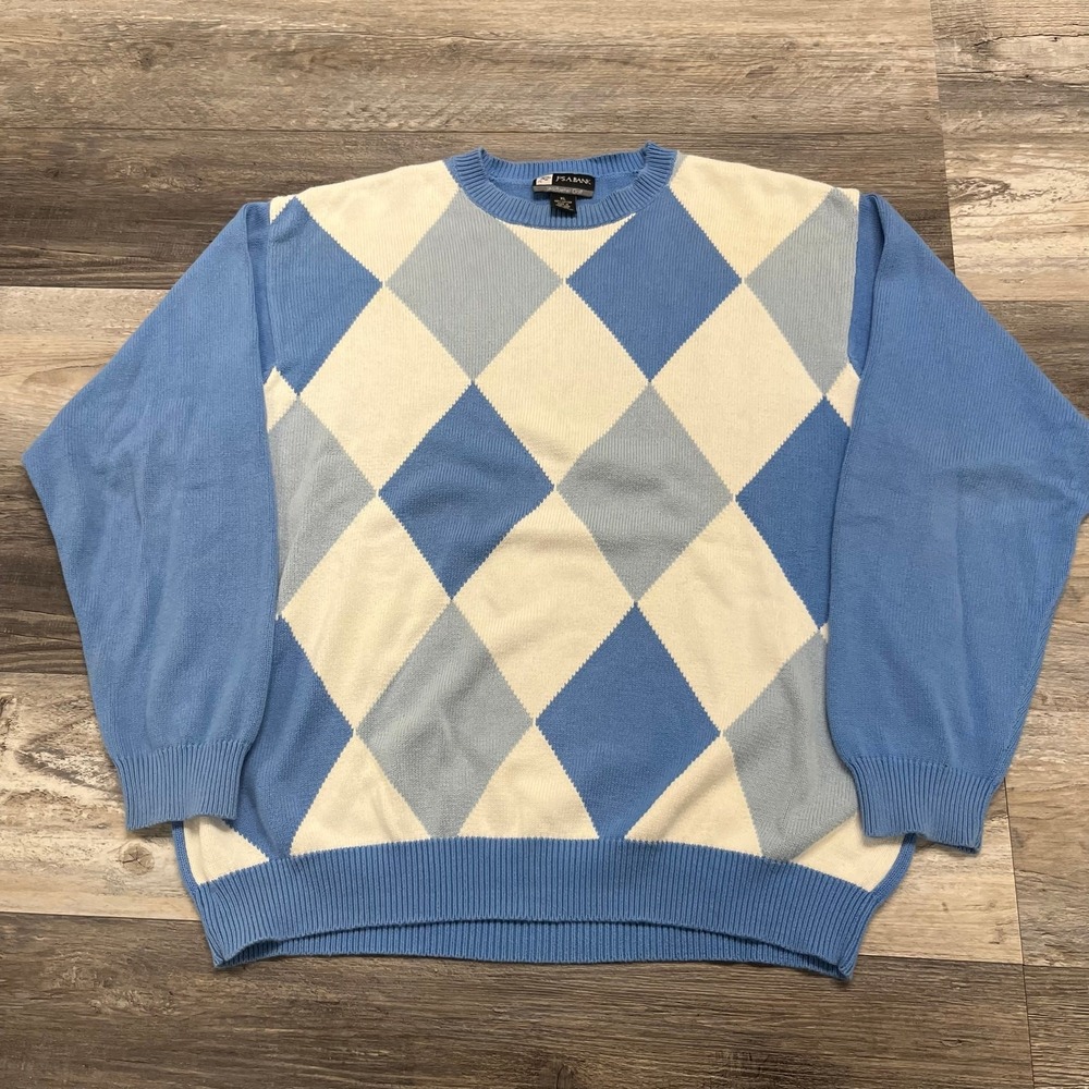 Vintage Jos. A. Bank Leadbetter Golf‎ Blue Mens XL Pullover Crewneck Sweater